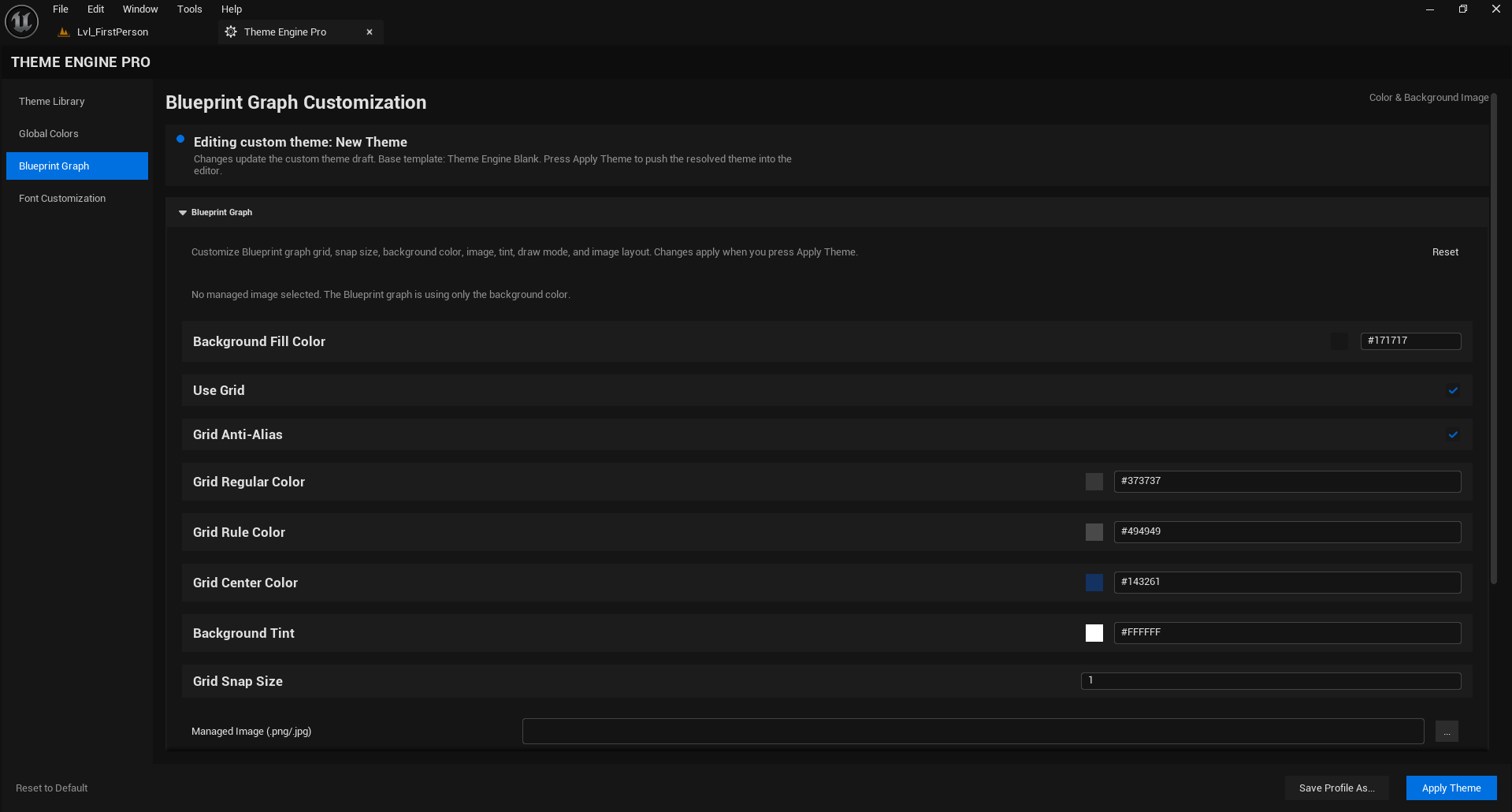 Blueprint Graph Settings